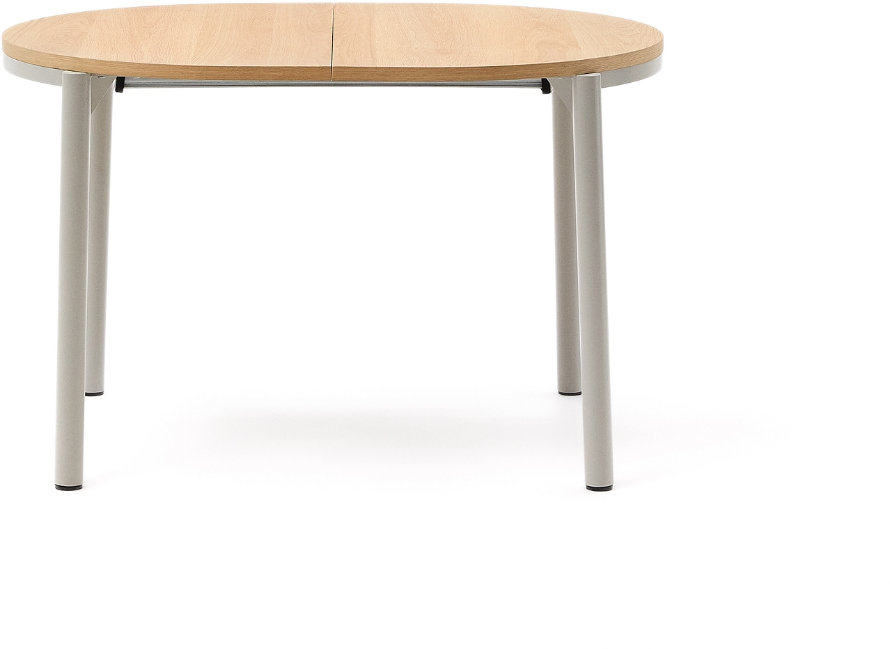 Spisebord Med Udtræk Kave Home Montuiri Rundt 120-200 90 Cm Natur Grå