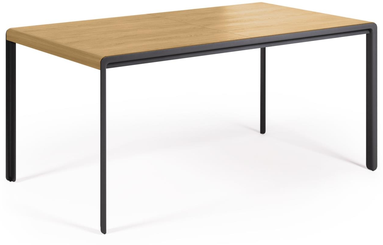 Spisebord Med Udtræk Kave Home Nadyria 200x90 Cm Natur Sort Mdf Stål