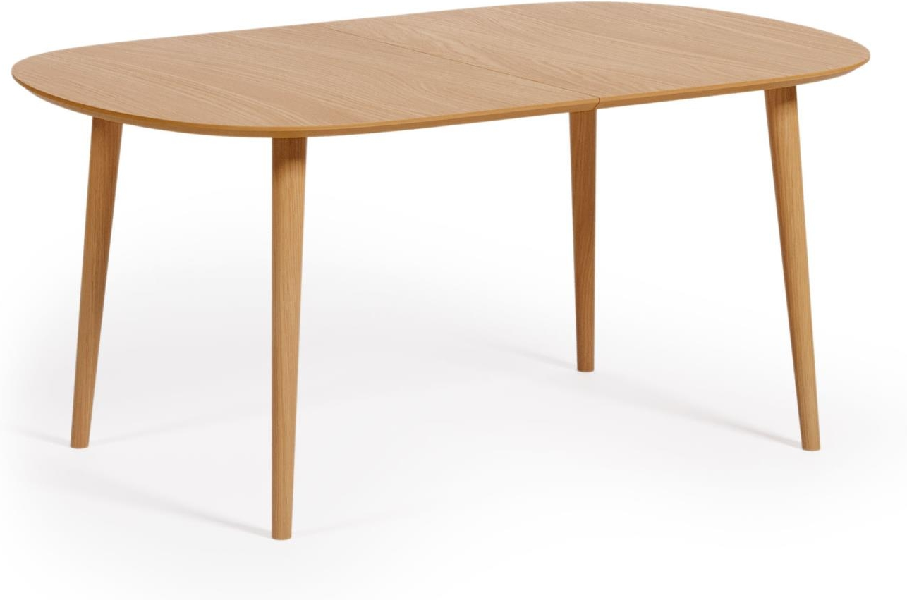 Spisebord Med Udtræk Kave Home Oqui Egetræsfinér Bordplade Gummitræsben Nordisk Moderne Design