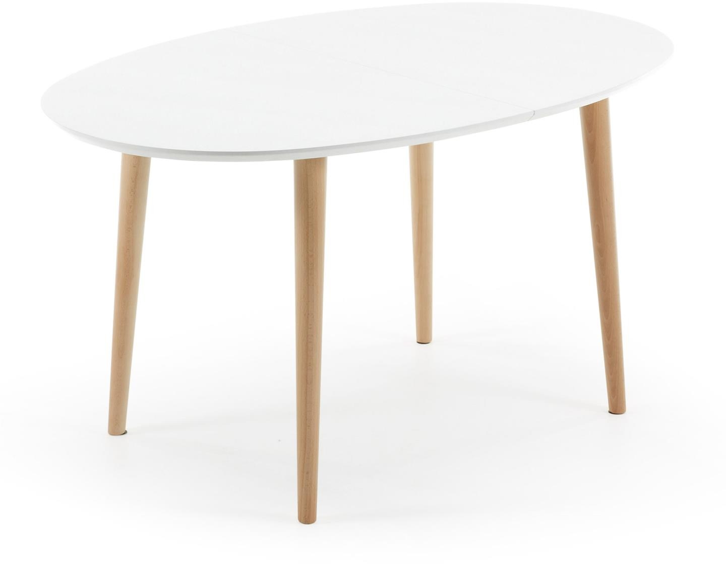 Spisebord Med Udtræk Kave Home Oqui Hvid Natur 140x90 Cm Til -10 Personer