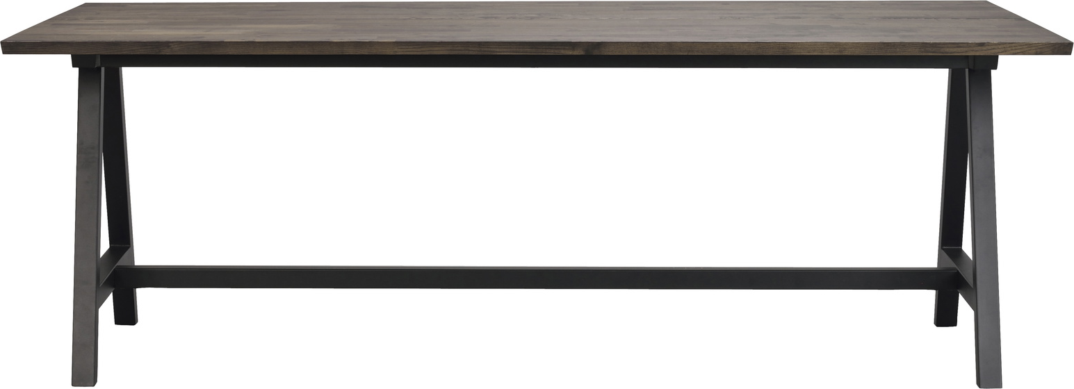 Spisebord Rowico Carradale Med Udtræk   Oliebehandlet Massiv Eg Og Sort Pulverlakeret Stel 220x100 Cm