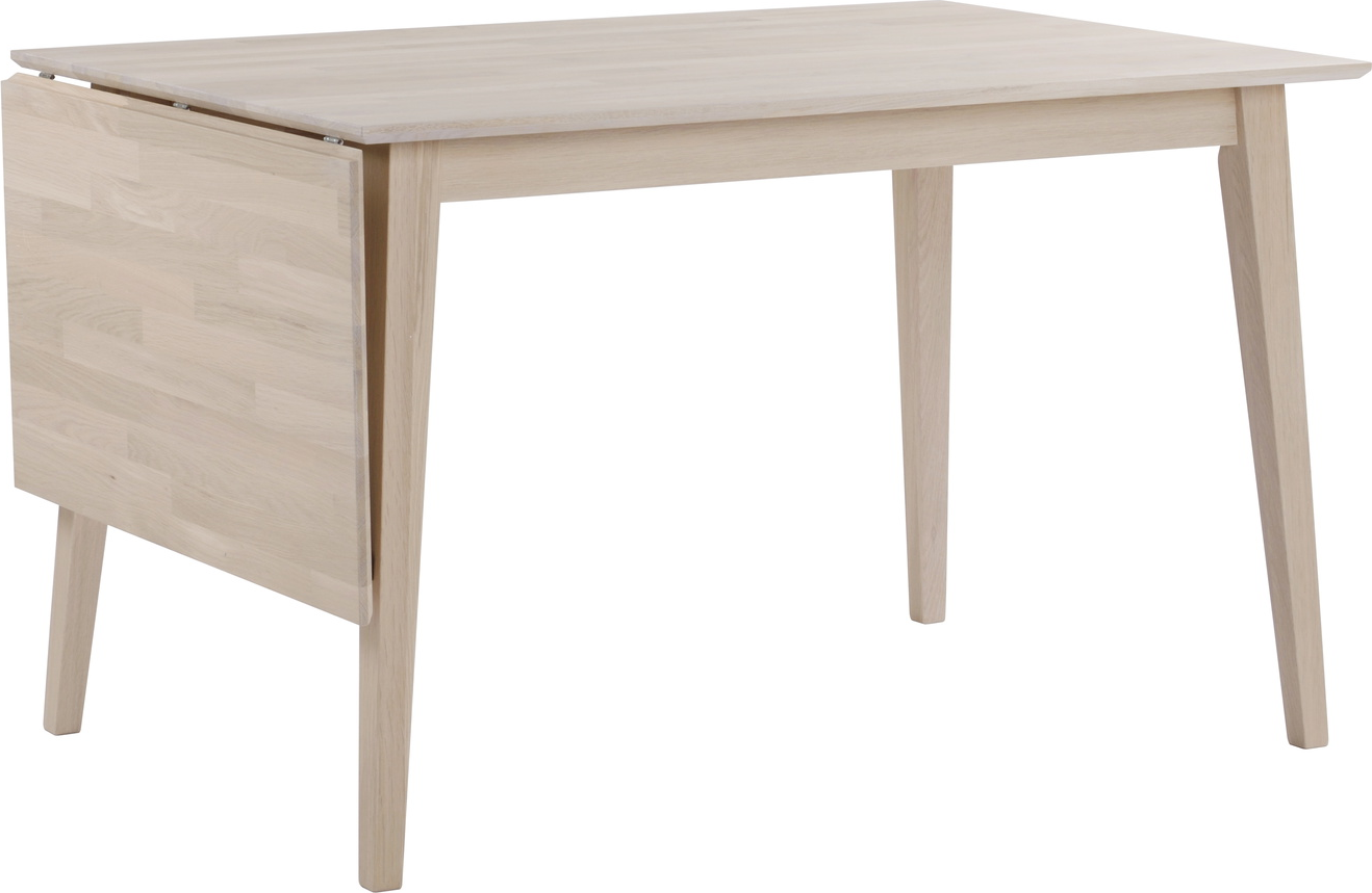 Spisebord Rowico Filippa   Hvidkalket Olieret Egetræ 100  Fsc Med Klapplade 120 165 Cm