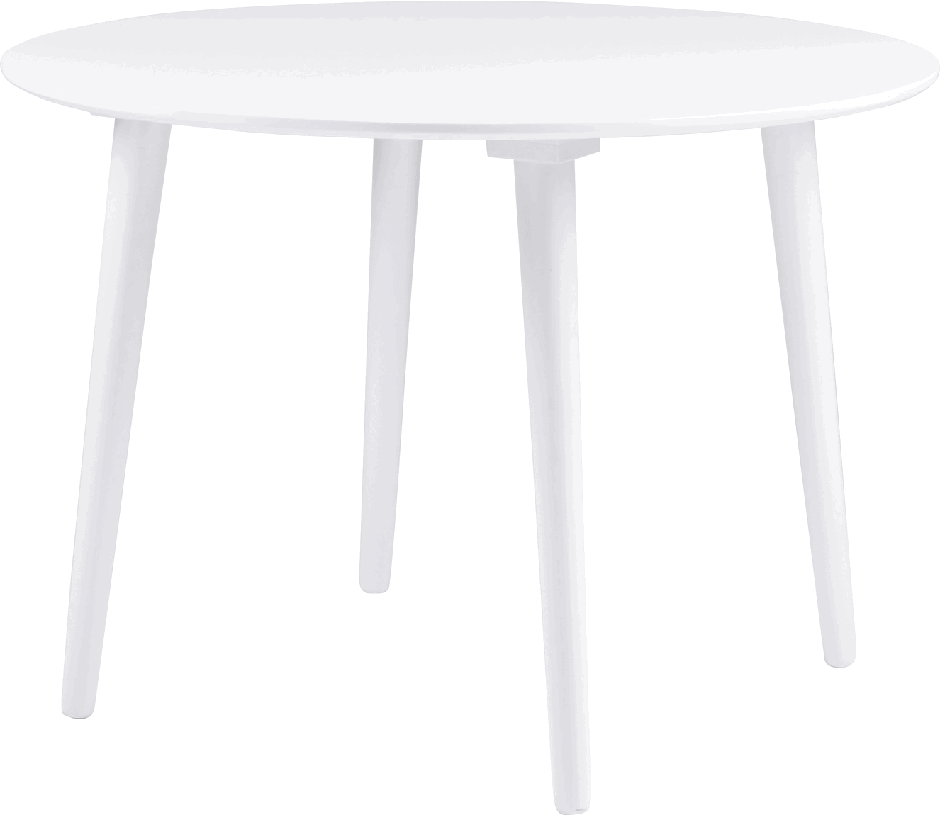 Spisebord Rowico Lotta Rundt ø106 Cm Hvid Lakeret Mdf Massivt Gummitræsben
