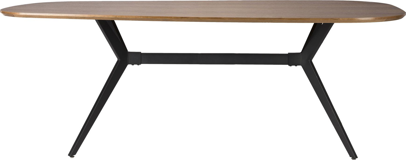 Elegant spisebord i mørk natur med sort jernramme 180x90 cm