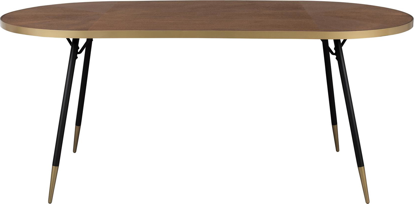 Ovalt Spisebord Denise i Mørk Natur med Metalstel 180x90 cm