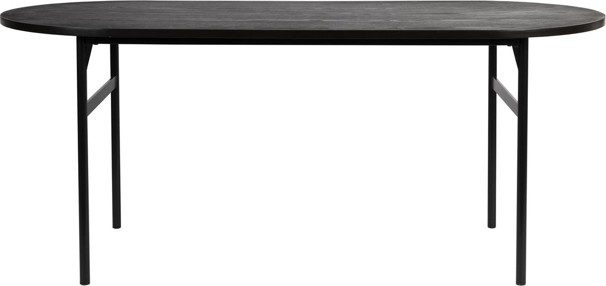 Elegant ovalt spisebord Marcio i mørk natur med metalstel