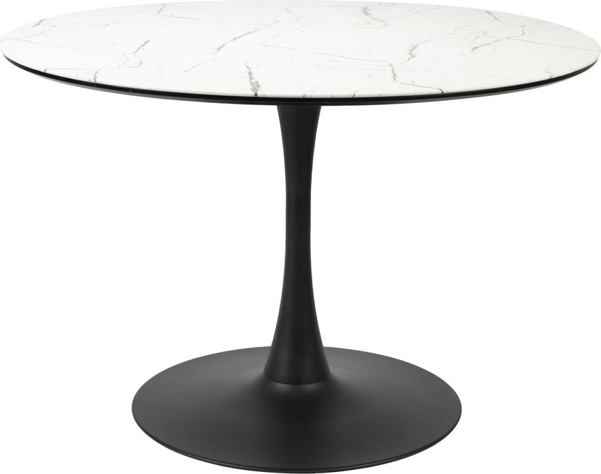 Elegant Rundt Spisebord i Offwhite med Marmorlook Ø110 cm