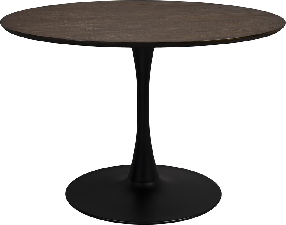 Raku Rundt Spisebord 110 cm - Sort Teakfinér & Metalstel