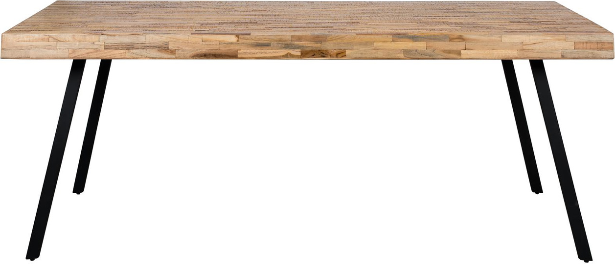 Elegant spisebord i ubehandlet teak med metalben 200x90 cm