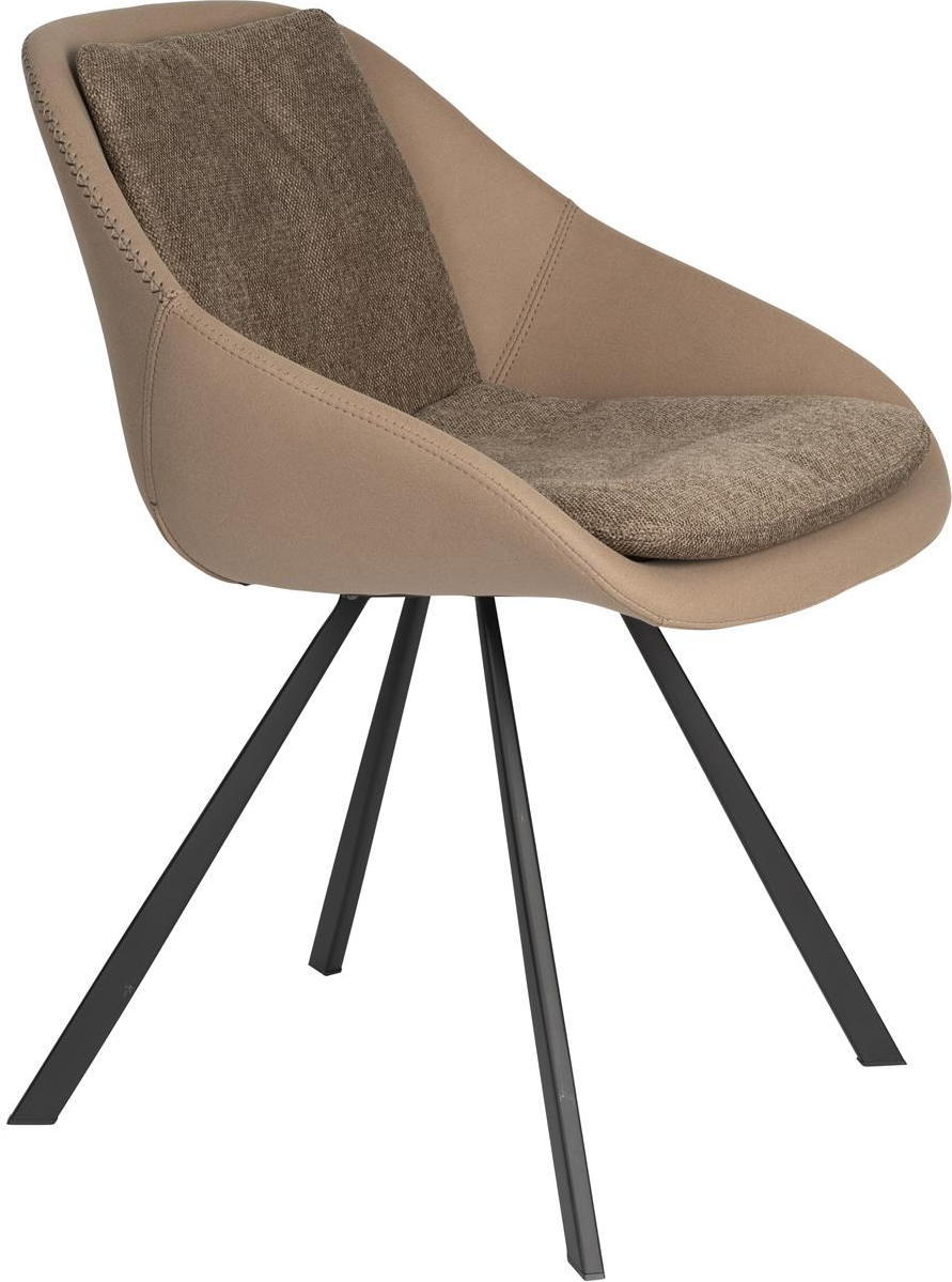 Spisebords- Og Spisestuestol Dutchbone Wakefield   Polstret Designstol   Brungrå Polyester Med Sort Pulverlakeret Metalstel