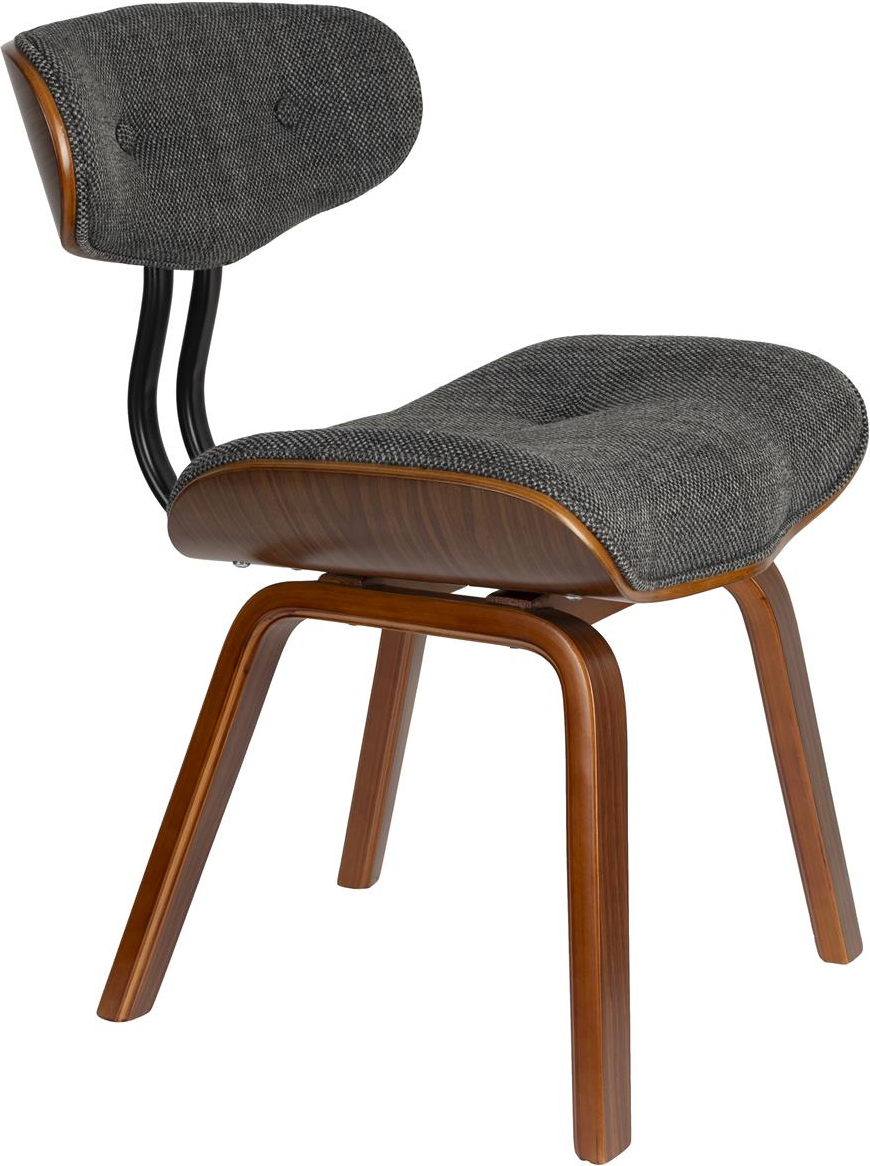 Spisebordsstol Dutchbone Blackwood Mudderbrun Polstret Bøjet Poppeltræ 1950er Vintage