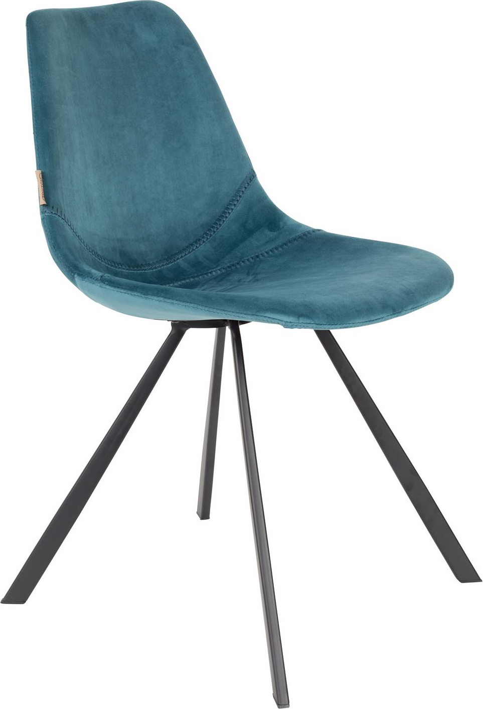 Spisebordsstol Dutchbone Franky   Blå Polstret Polyester  Sort Stålstel  H83   B46   L56 Cm