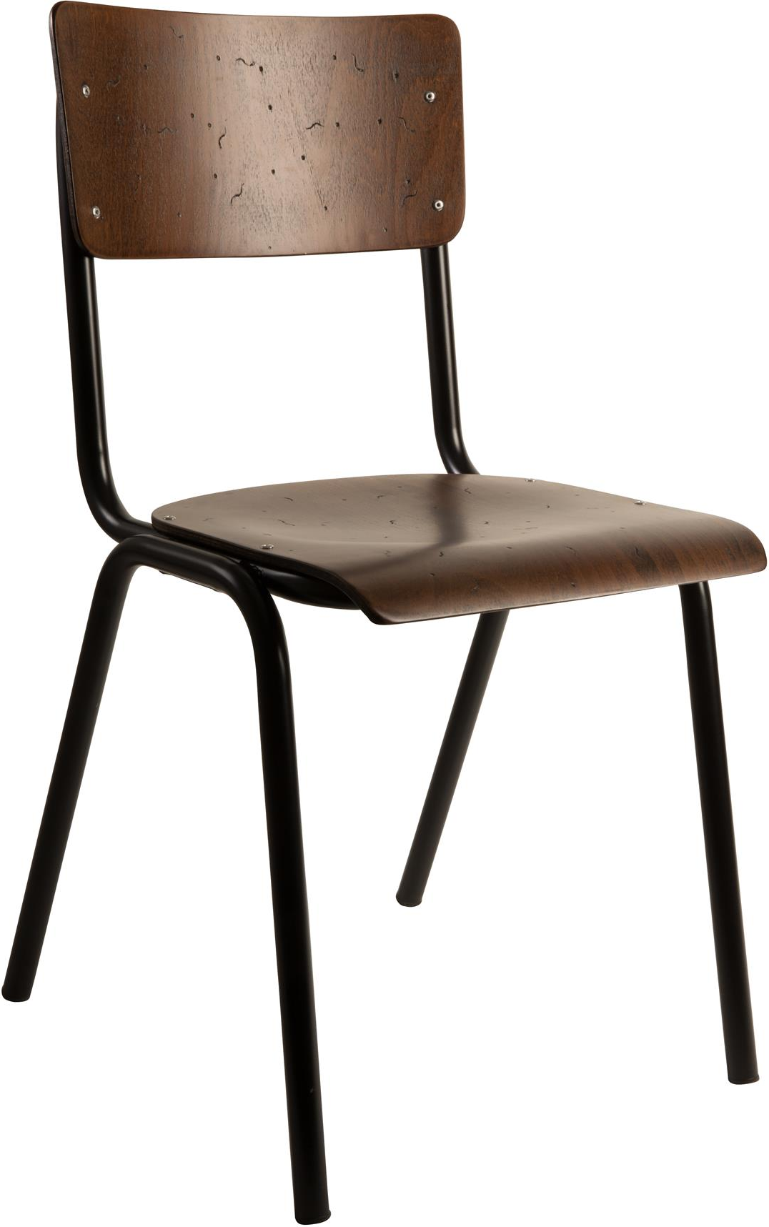 Spisebordsstol Dutchbone Scuola Antracit Krydsfiner Multiplex Med Sort Jernstel Stabelbar