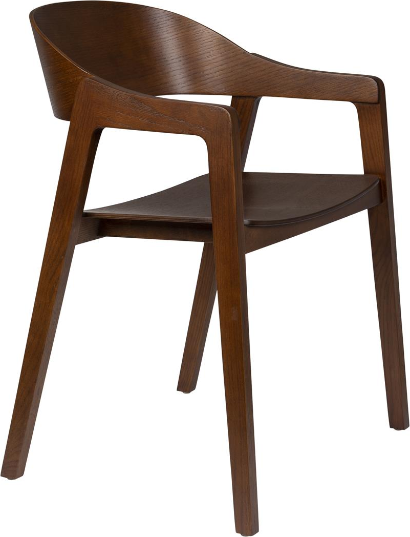 Spisebordsstol Dutchbone Westlake   Mørkebrun Egetræ Med Armlæn Og Ryglæn H76 B58 D52 Cm