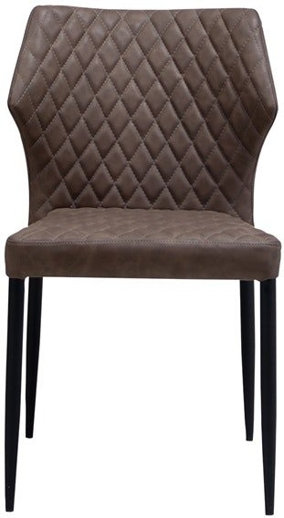 Spisebordsstol House Of Sander Ydun   Brun Pu-læder Med Quiltet Ryg Og Sorte Ben H83xb50xd50 Cm