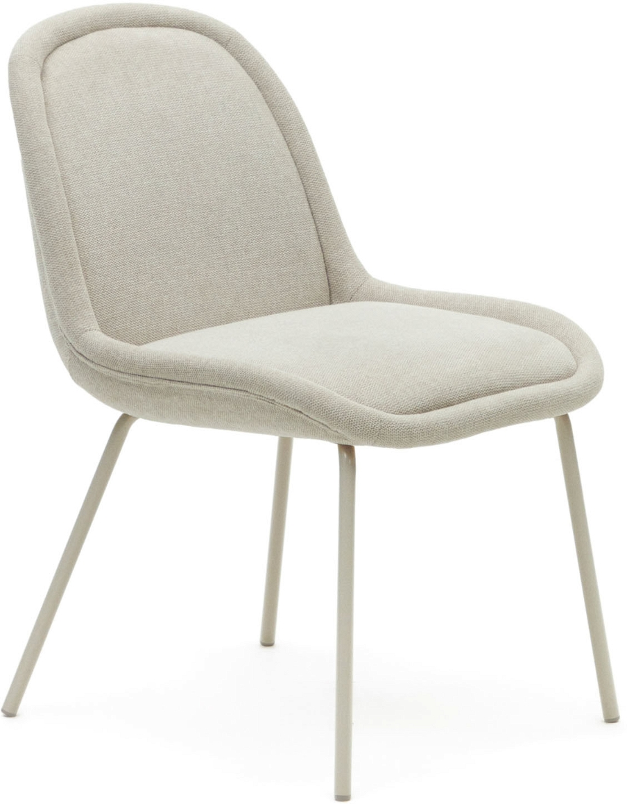 Spisebordsstol Aimin i Beige Chenillestof med Metalstel