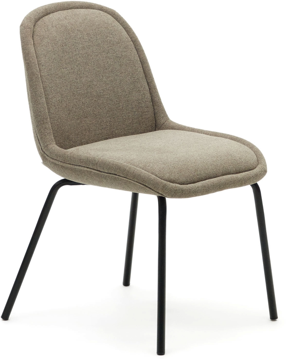 Kave Home Aimin Spisebordsstol med Brun Chenille og Metalstel