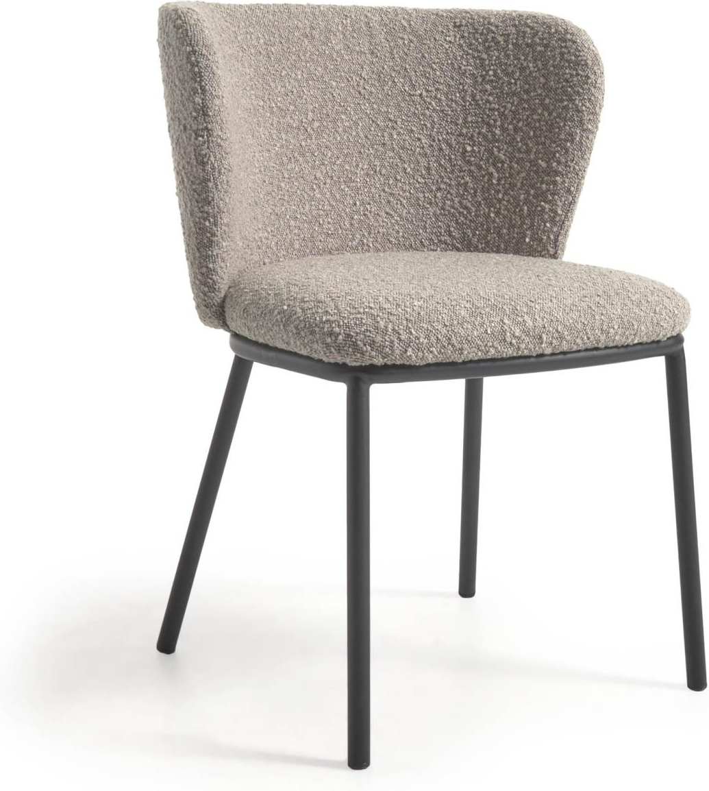 Spisebordsstol Kave Home Ciselia Lysegrå Fleece Polstret Stålramme H75ã B52ã D55 Cm
