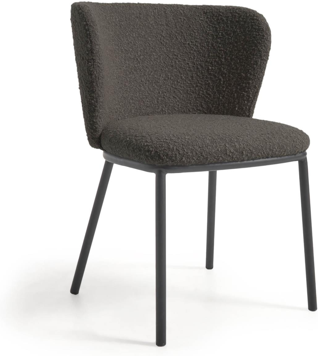 Spisebordsstol Kave Home Ciselia Moderne Nordisk Designstol Med Sort Shearling-polstring