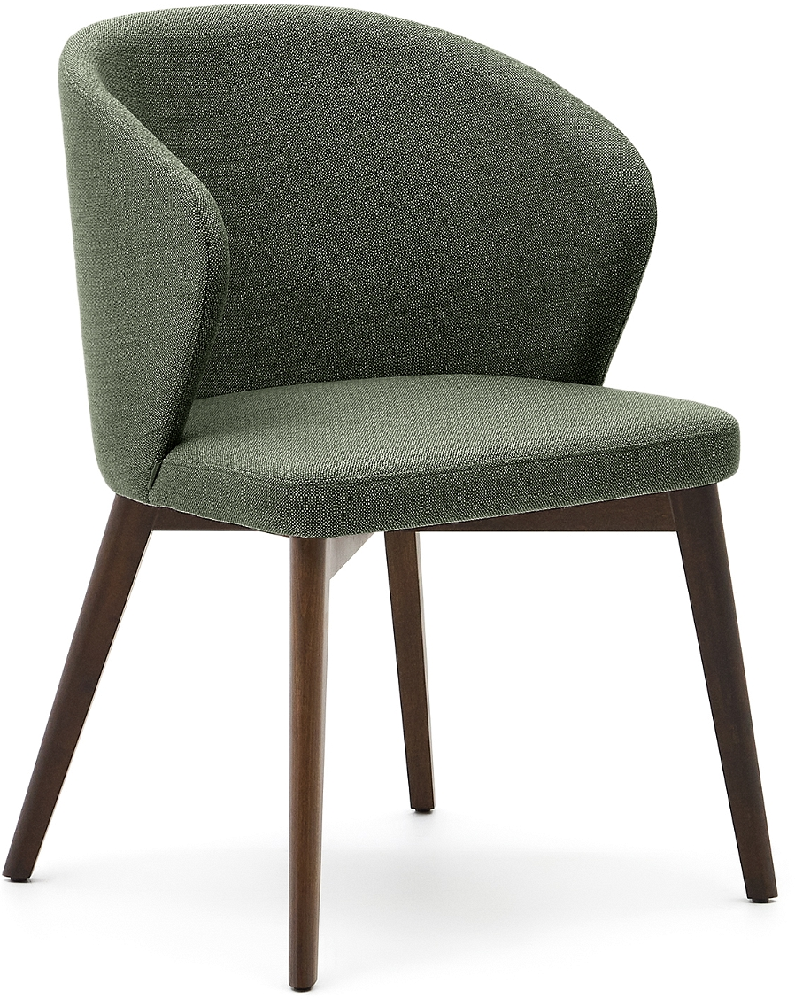 Spisebordsstol Kave Home Darice Fsc-certificeret Bøgetræ Med Grøn Chenille Og Ergonomisk Armlæn