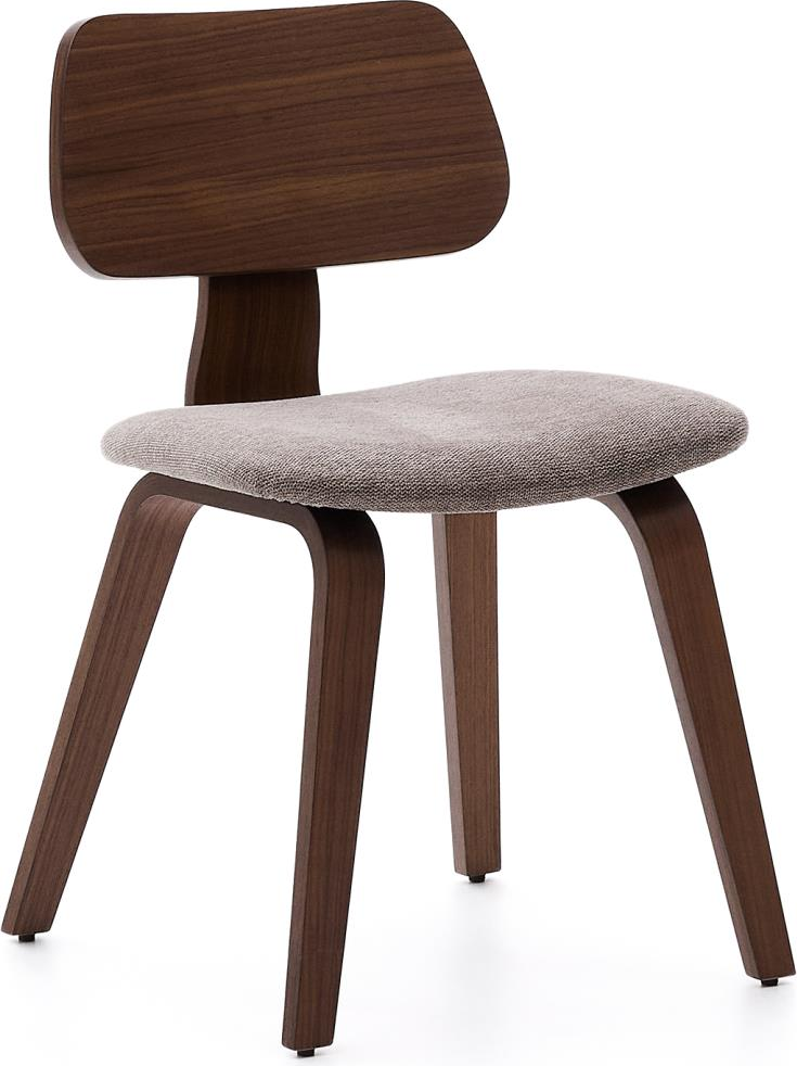 Elegant Gena Spisebordsstol i Beige Chenille med Valnødtræ