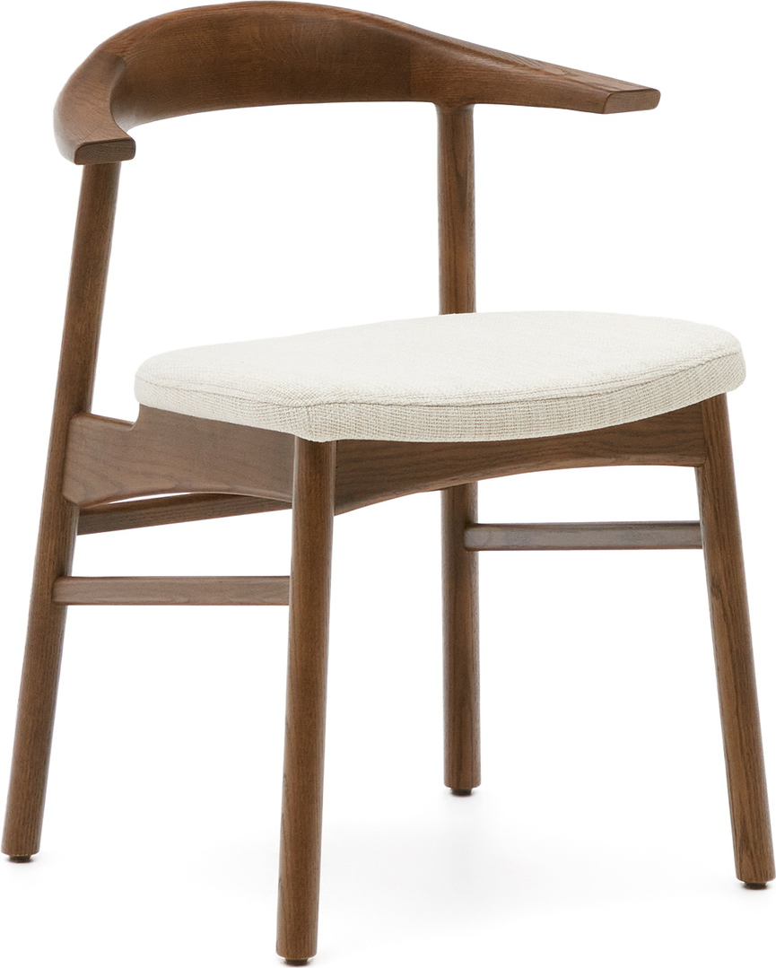 Elegant spisebordsstol Timons i egetræ med beige betræk