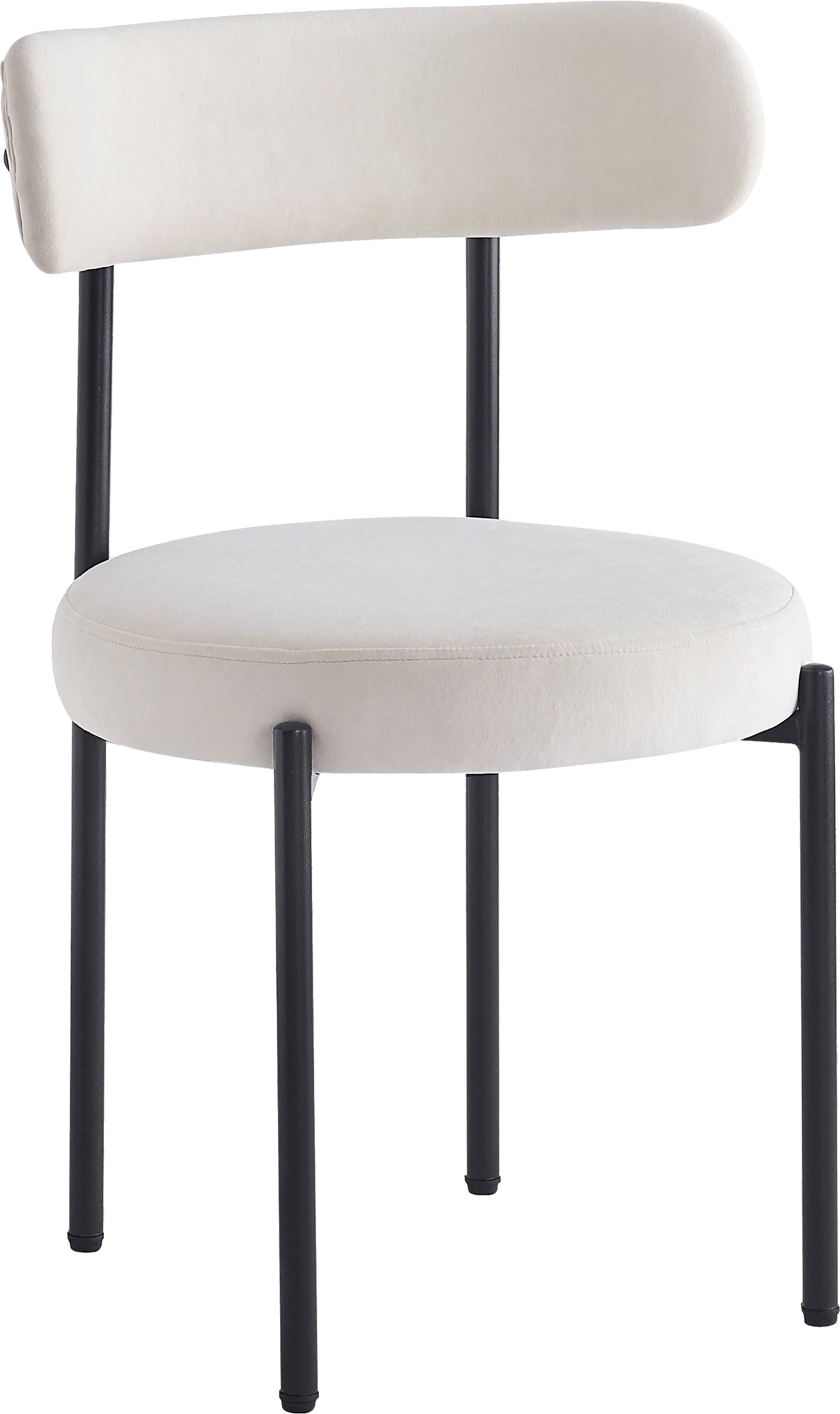 Elegant Beige Fløjl Spisebordsstol med Metalramme