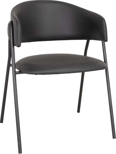 Elegant spisebordsstol med armlæn i sort PU-læder