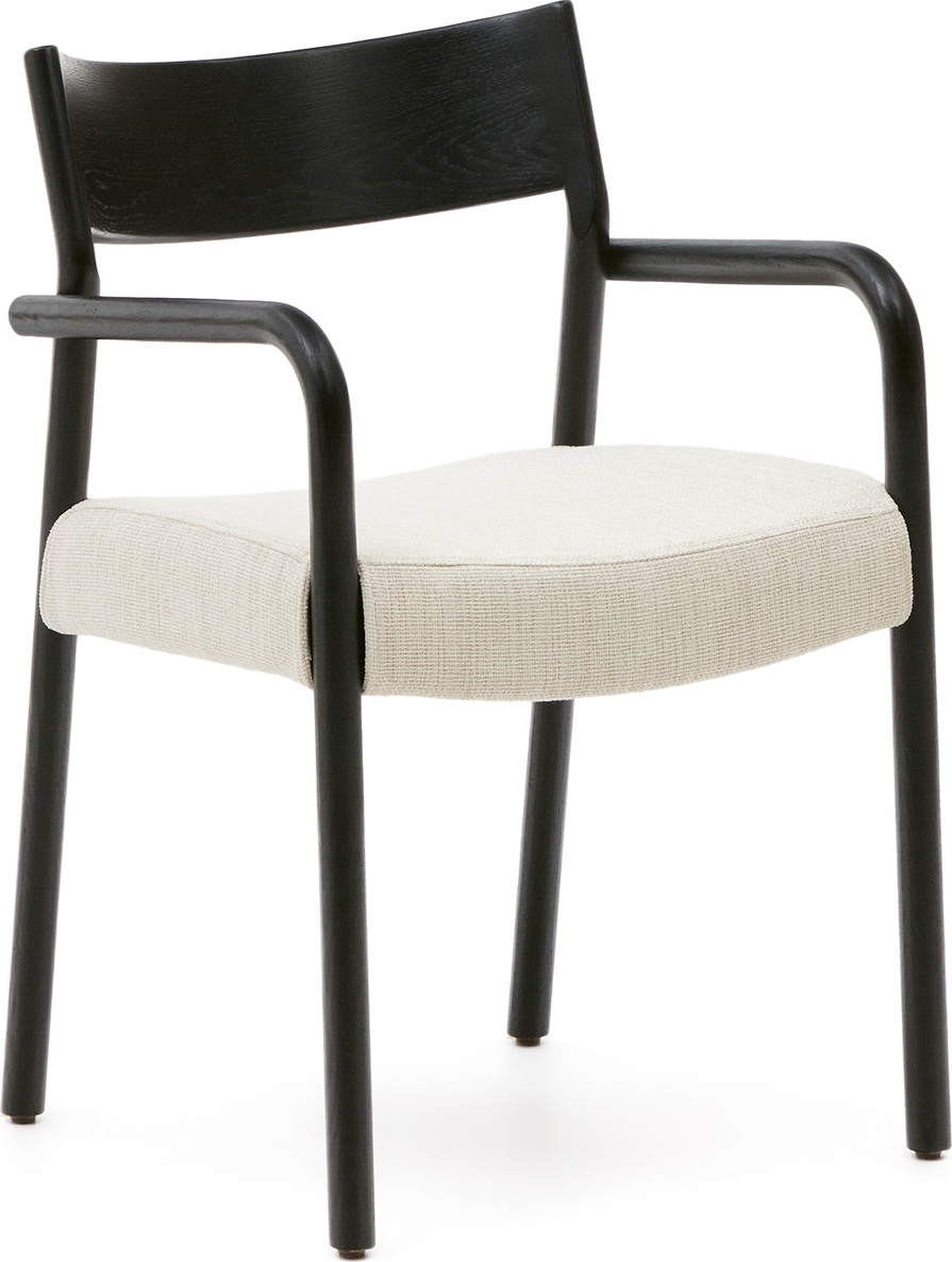 Elegant Spisebordsstol med Armlæn i Sort Egetræ