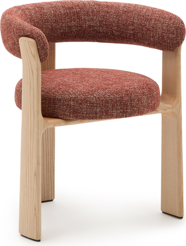Rustik Terracotta Chenille Spisebordsstol med Armlæn