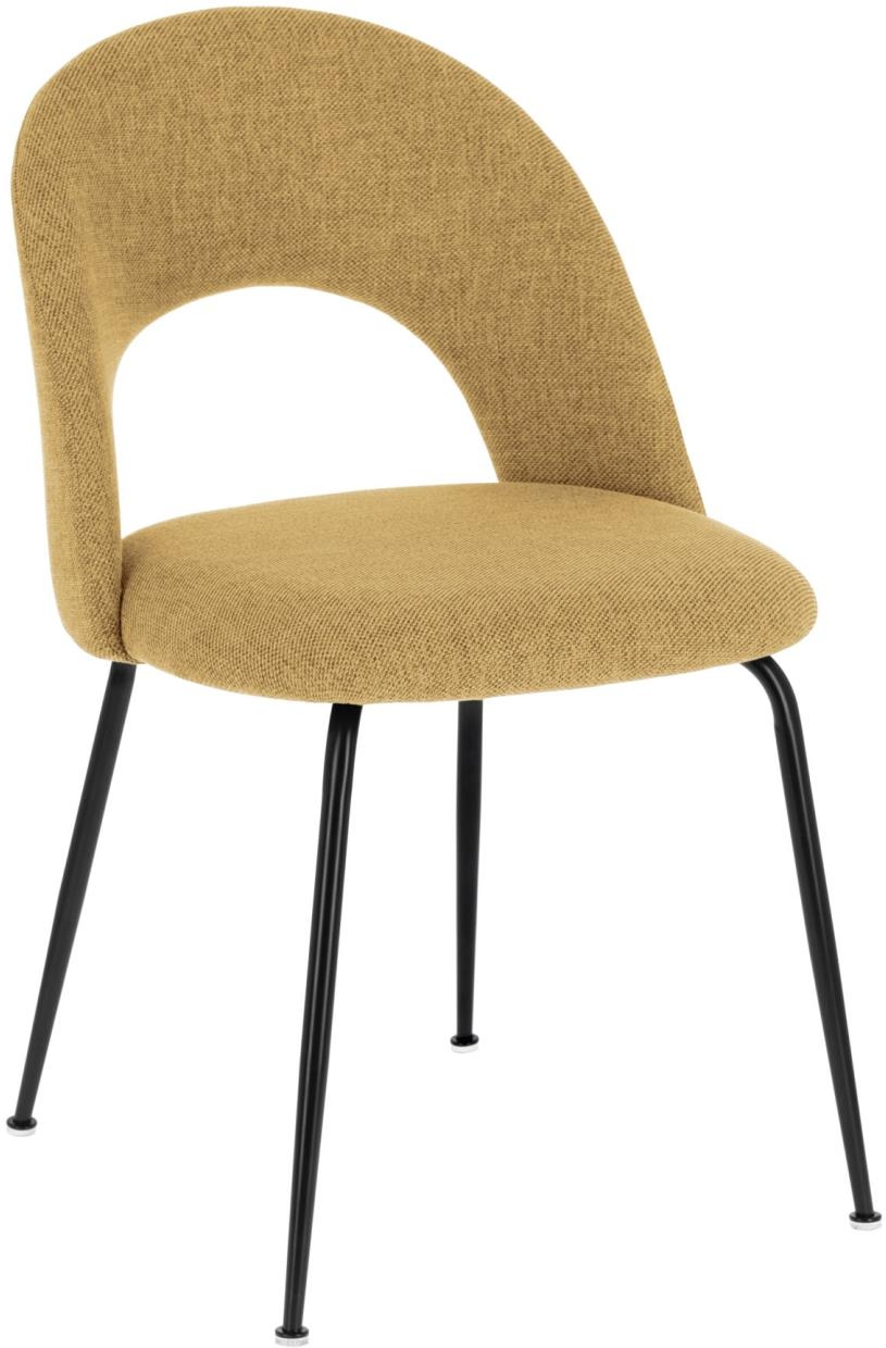 Elegant sennepsgul spisebordsstol med armlæn