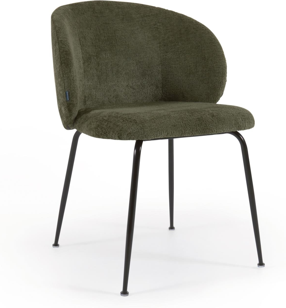 Spisebordsstol Med Armlæn Kave Home Monna Polstret Velour Chenille Grøn Sort Metalben