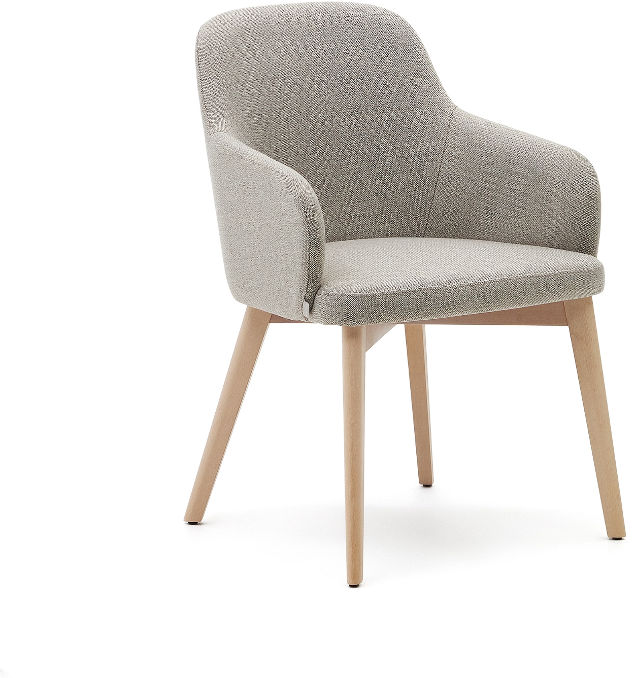 Spisebordsstol Med Armlæn Kave Home Nelida Fsc-bøgetræ Med Polstret Chenille Brun Natur 84x56x61 Cm