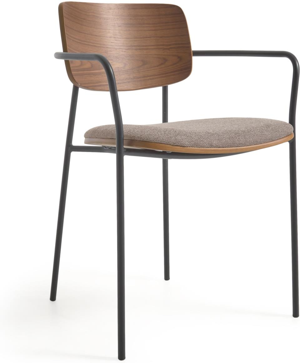 Elegant spisebordsstol med armlæn - Sort og brun design