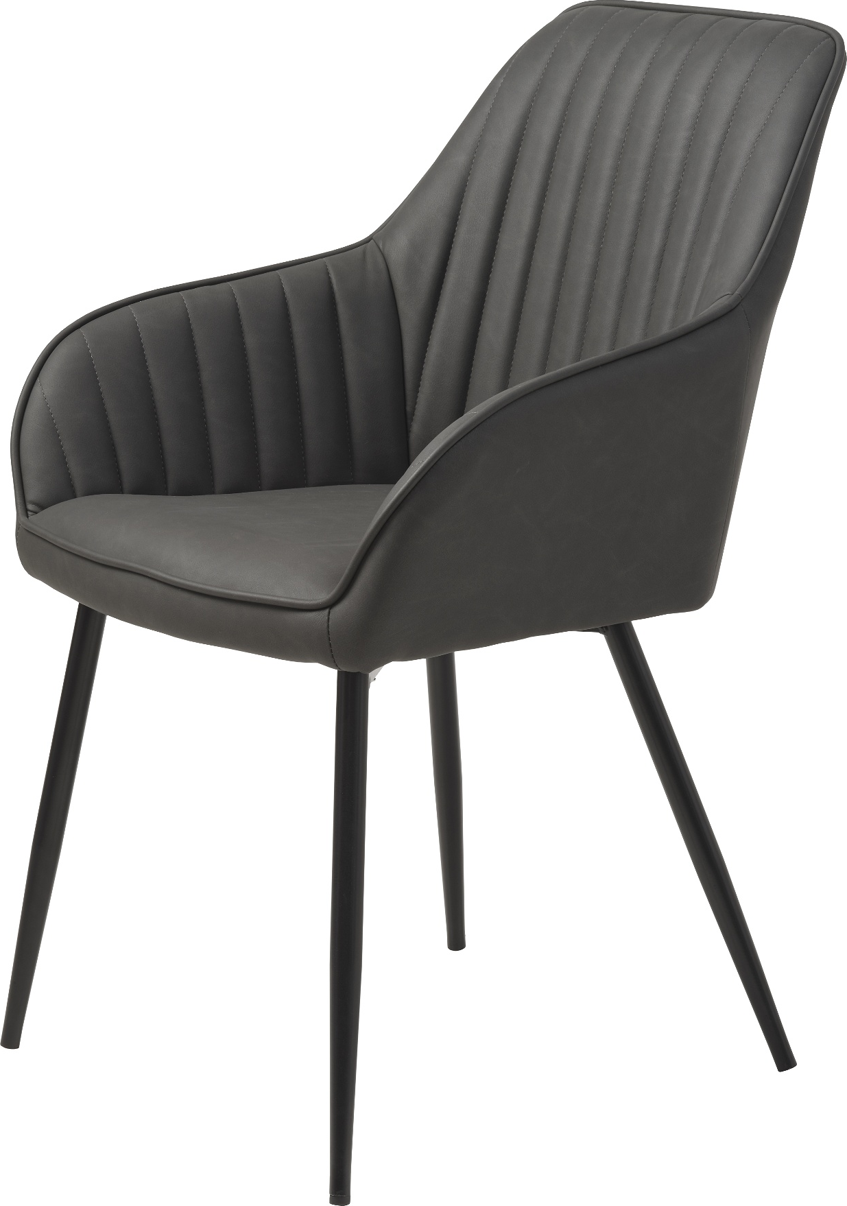 Spisebordsstol Med Armlæn Nordique Design Melfort Mørkegrå Pu-vintage Sort Metalramme H84ã B58ã L59 Cm