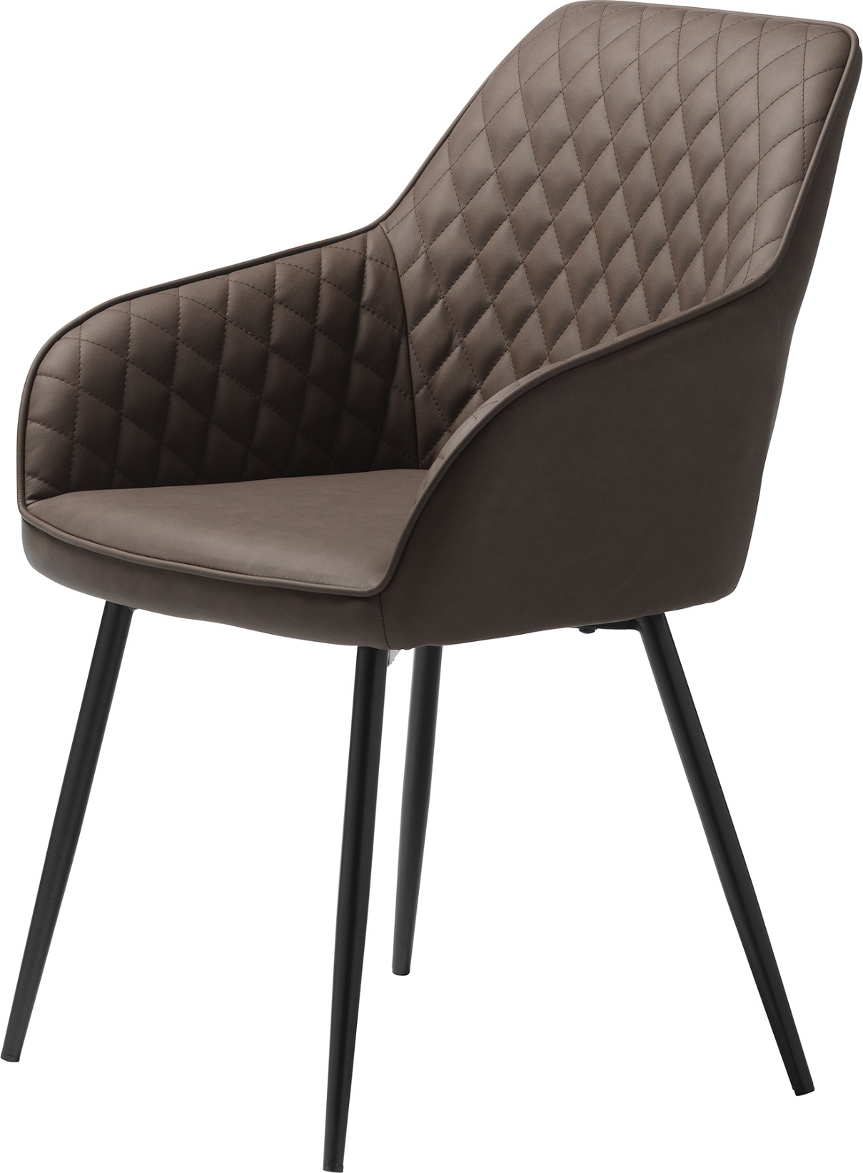 Spisebordsstol Med Armlæn Nordique Design Milton Brun Sort Pu Vintage Kunstlæder Sorte Metalben H84ã B58 Cm