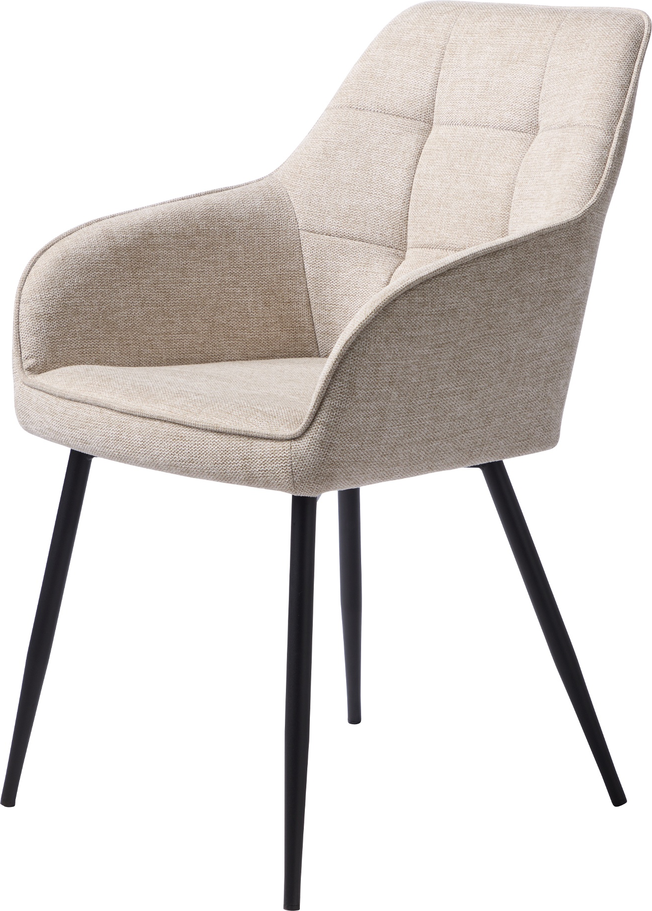 Spisebordsstol Med Armlæn Nordique Design Nolan Sand Stof Og Sorte Metalben 84x58x59 Cm