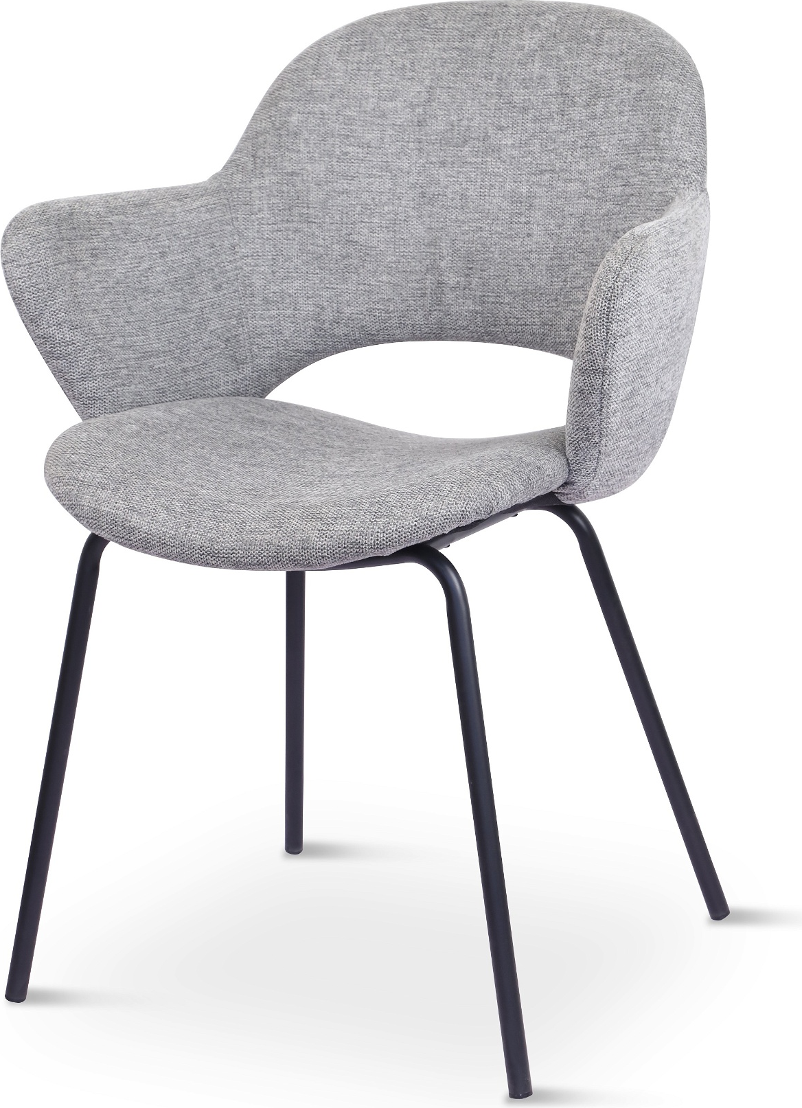 Spisebordsstol Med Armlæn Nordique Design Rowley Grå Melange Polyester Sortmalet Metal H83 3xb56 Cm