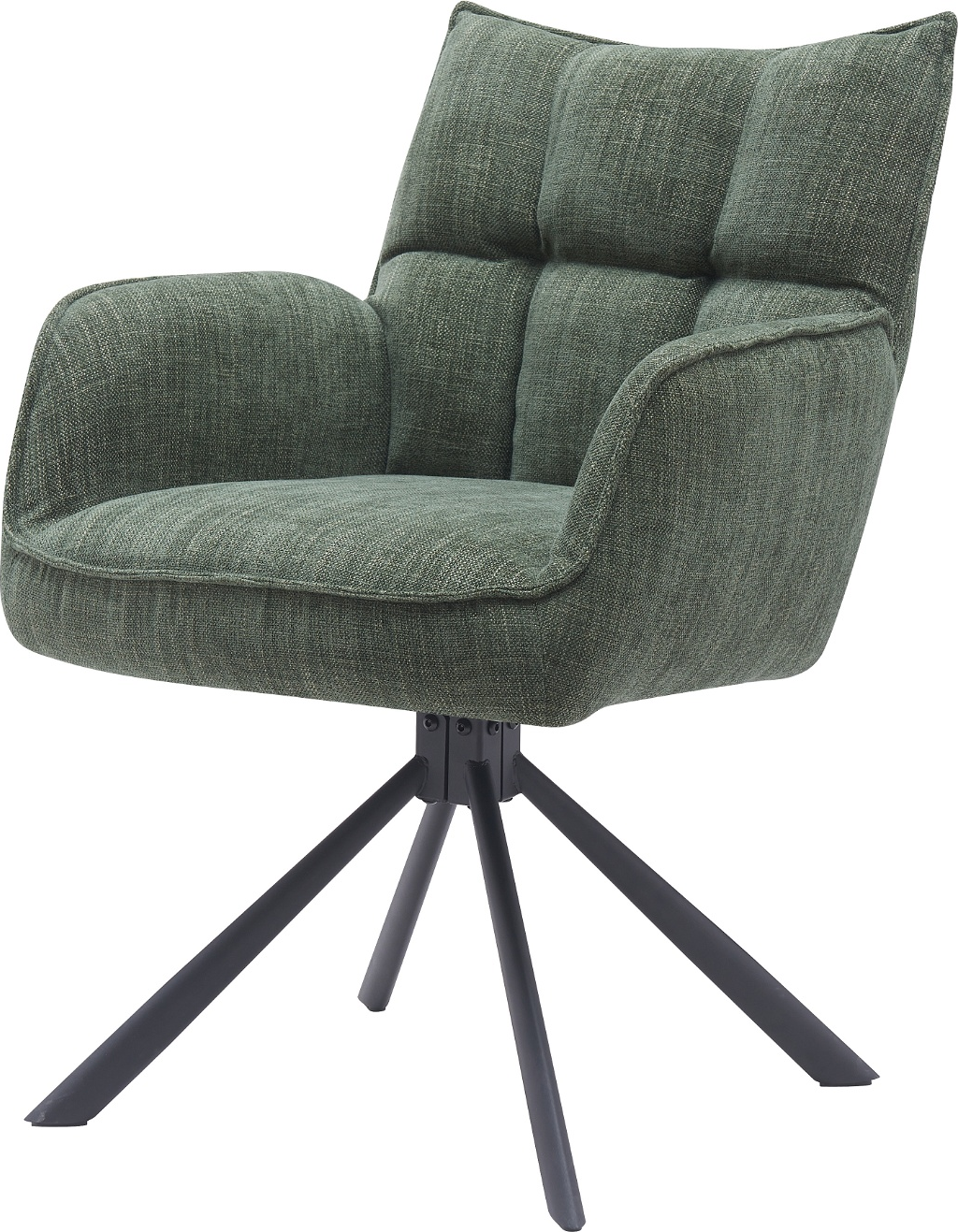 Spisebordsstol Med Armlæn Nordique Design Select Variant Moon Skovgrøn Stof Med Chenille-effekt Drejestol