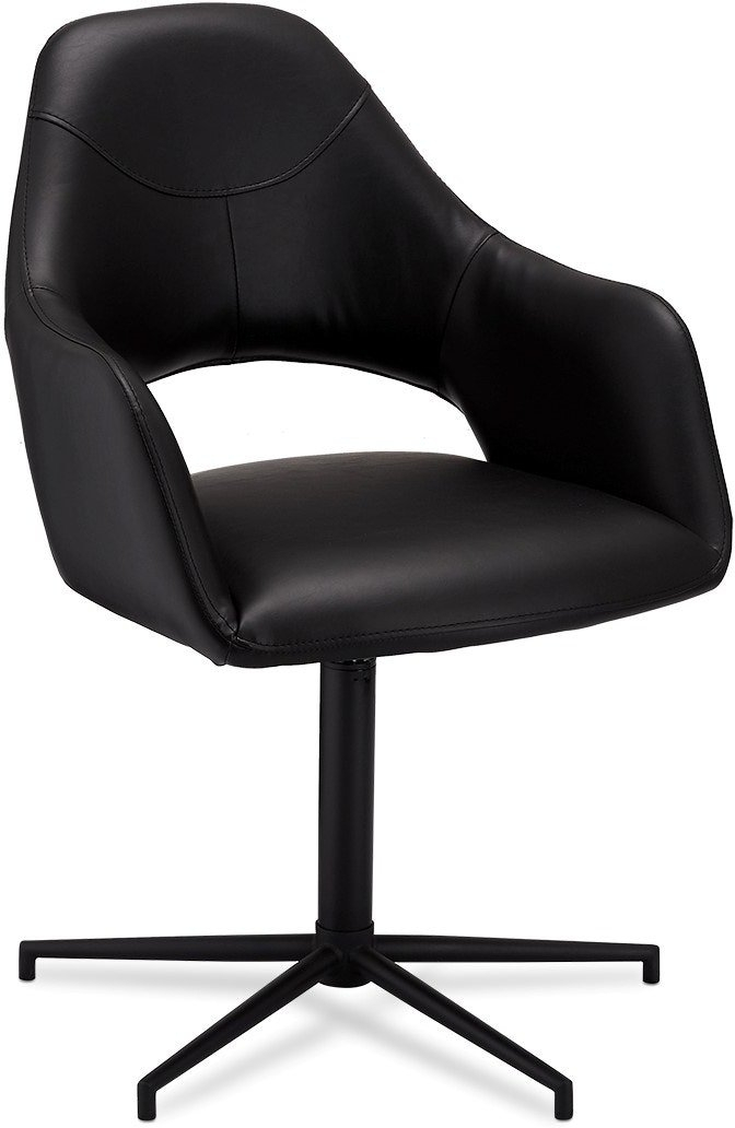 Spisebordsstol Med Armlæn Raymond   Hallmark Pinmore   Sort Pu-læder H89   B59   L64 Cm
