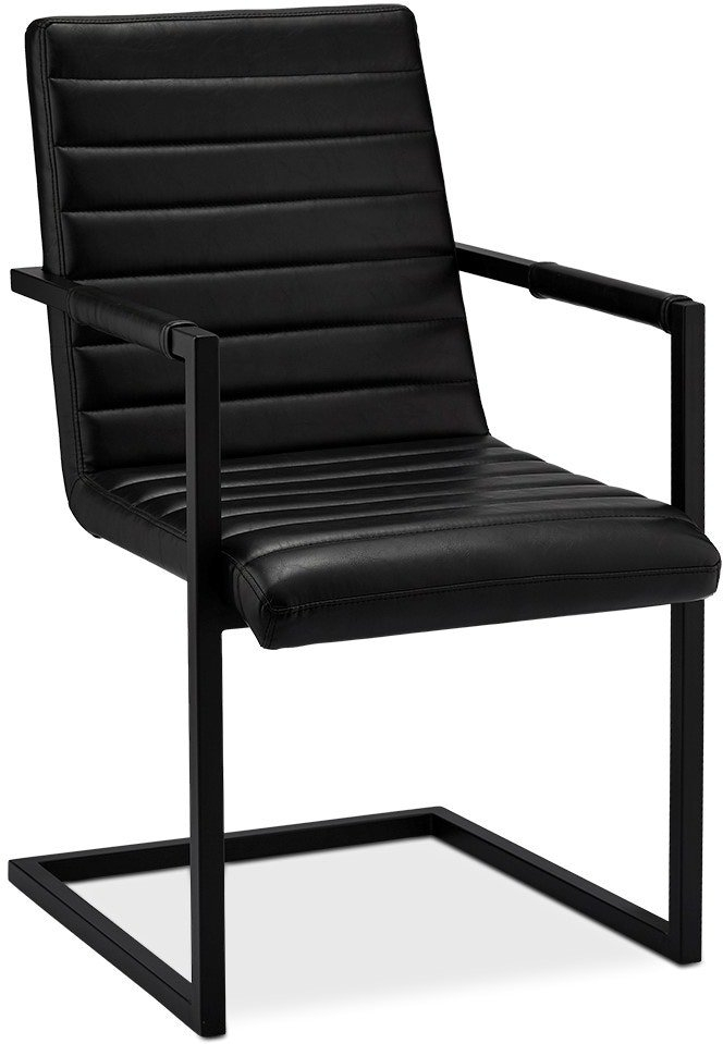 Spisebordsstol Med Armlæn Raymond   Hallmark Prior  Sort Pu-læder   Metalben  H93ã B53ã L66 Cm