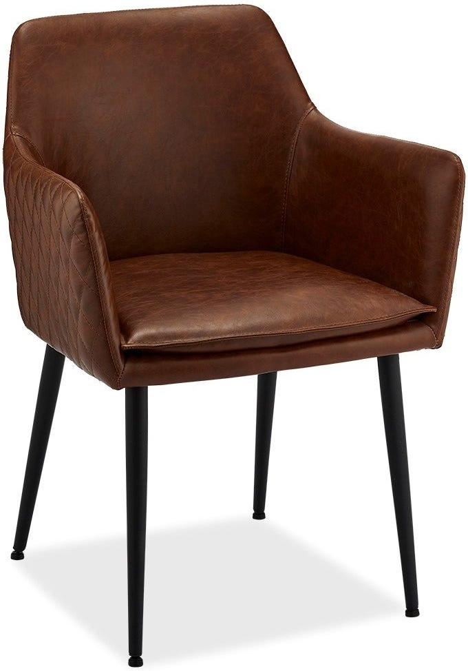 Spisebordsstol Med Armlæn Raymond   Hallmark Waterside   Brun Pu-læder  Quiltet Ryg  H84ã B57ã L62 Cm