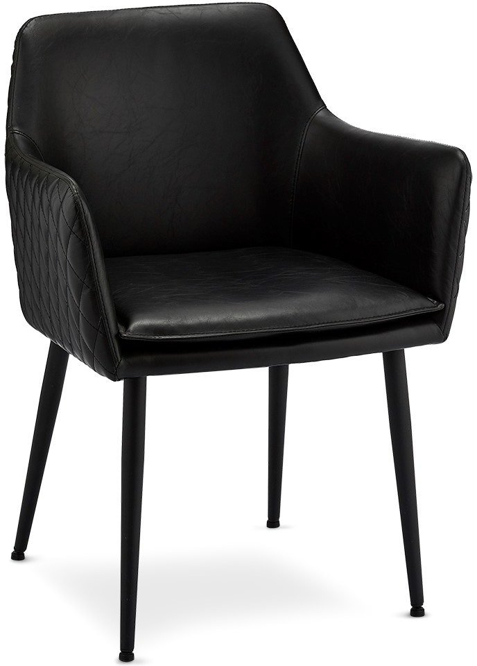 Spisebordsstol Med Armlæn Raymond   Hallmark Waterside Sort Pu-læder H84   B57   L62 Cm