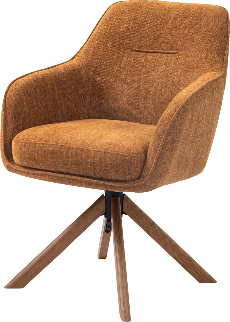 Spisebordsstol Med Armlæn Roterbar Nordique Design Avola   Rust Chenille Med Fsc-egetræ