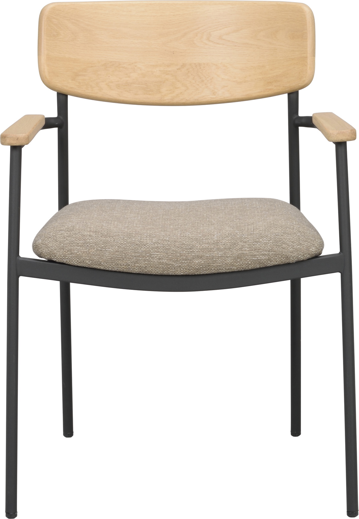 Spisebordsstol Med Armlæn Rowico Maymont  -pak   Fsc-certificeret Stabelbar Eg Sort Stel   Polstret Mørk Beige Sæde