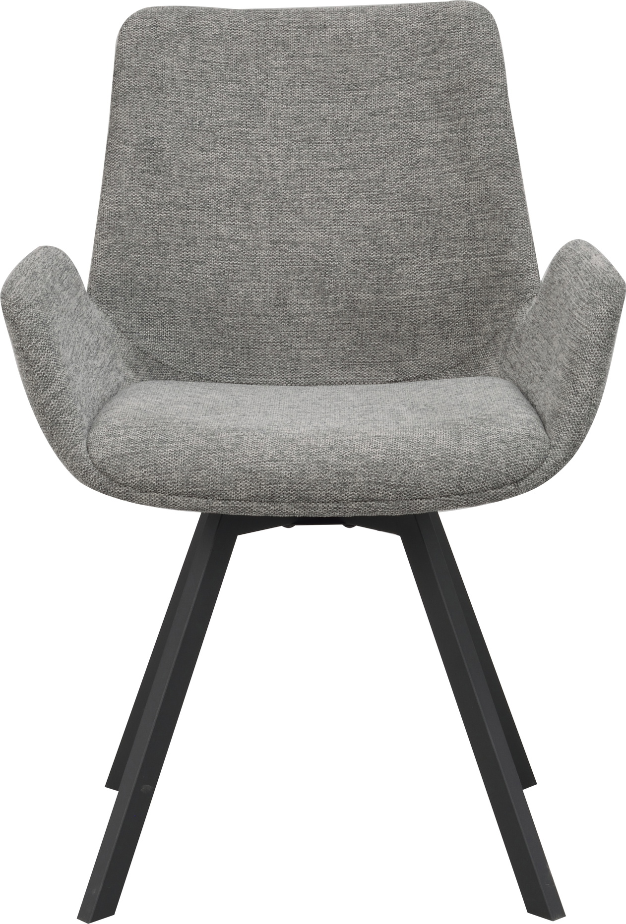 Spisebordsstol Med Armlæn Rowico Norwell Grå Brego Polyester Stof  Sorte Pulverlakerede Metalben  360 Drejefunktion