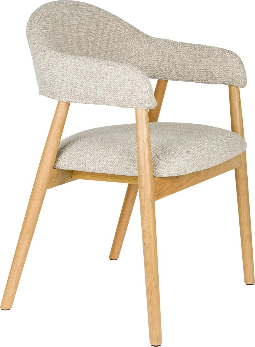 Elegant spisebordsstol med armlæn i lysgrå polyester