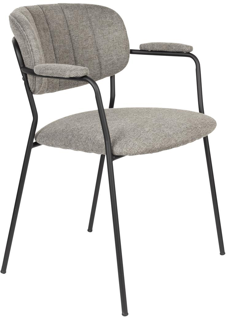 Elegant spisebordsstol med armlæn i stengrå nuance