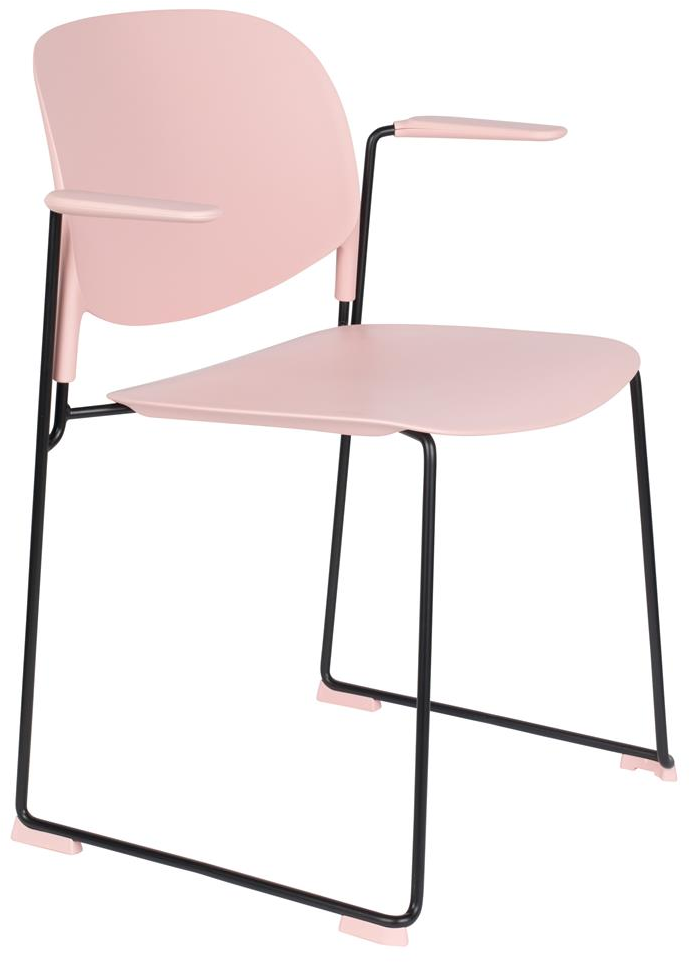 Stabelbar spisebordsstol med armlæn i pink fra Studio White