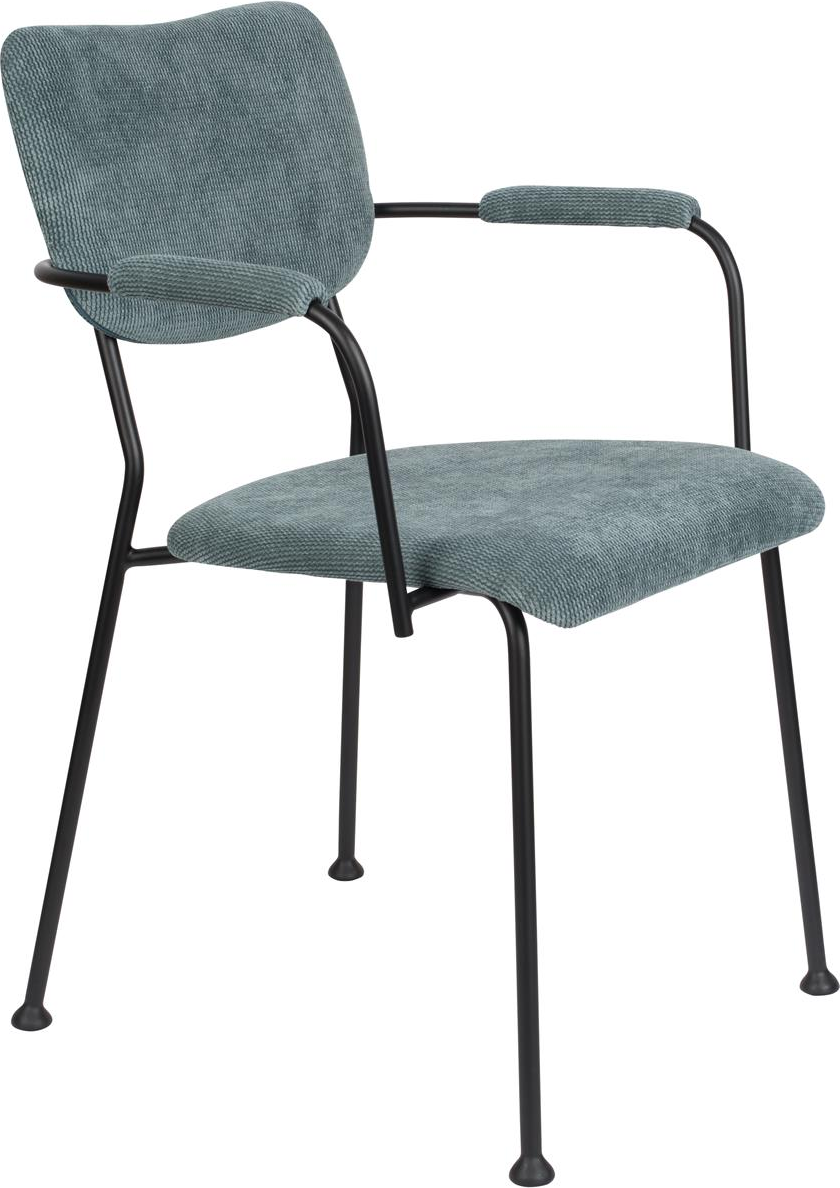 Spisebordsstol Med Armlæn Zuiver Benson Polstret Grå Polyester Sort Stålstel